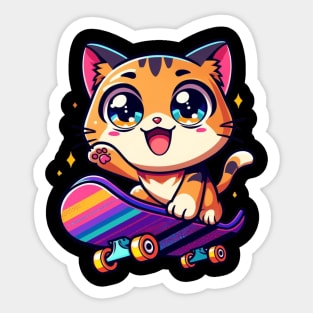 Skateboarding Kitten Sports Skateboarder Cute Ginger Cat Sticker